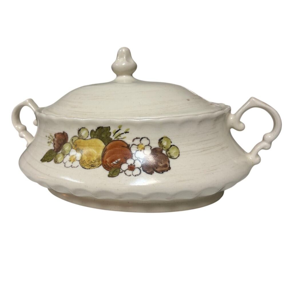 Vintage Metlox Vernon Ware Fruit Basket Covered Serving Dish Tureen